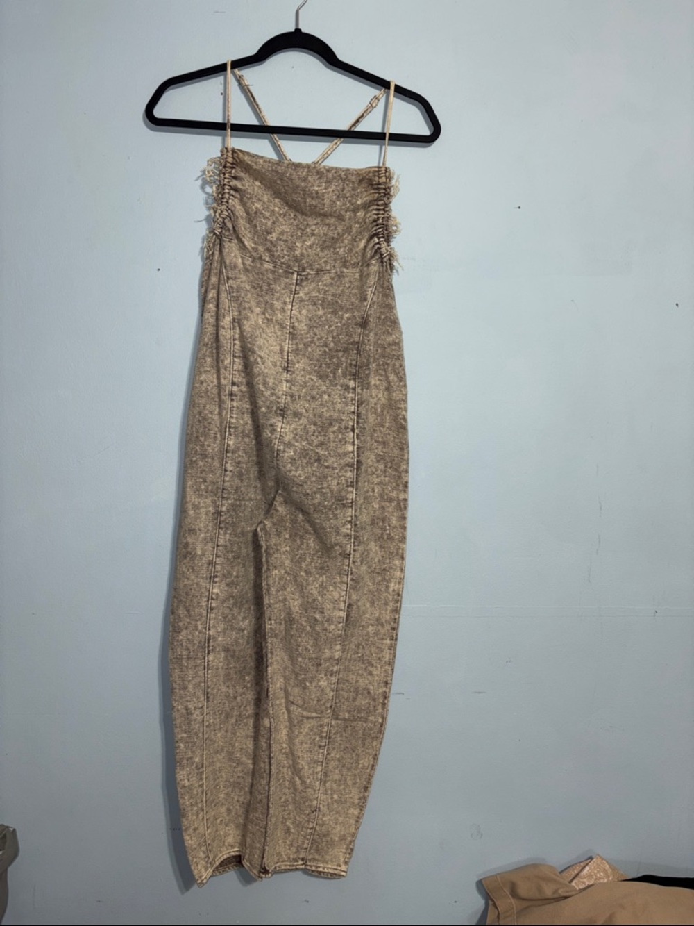NEW Urban Outfitters barrel leg Neutral Acid-Wash lightweight Jumpsuit - Gray